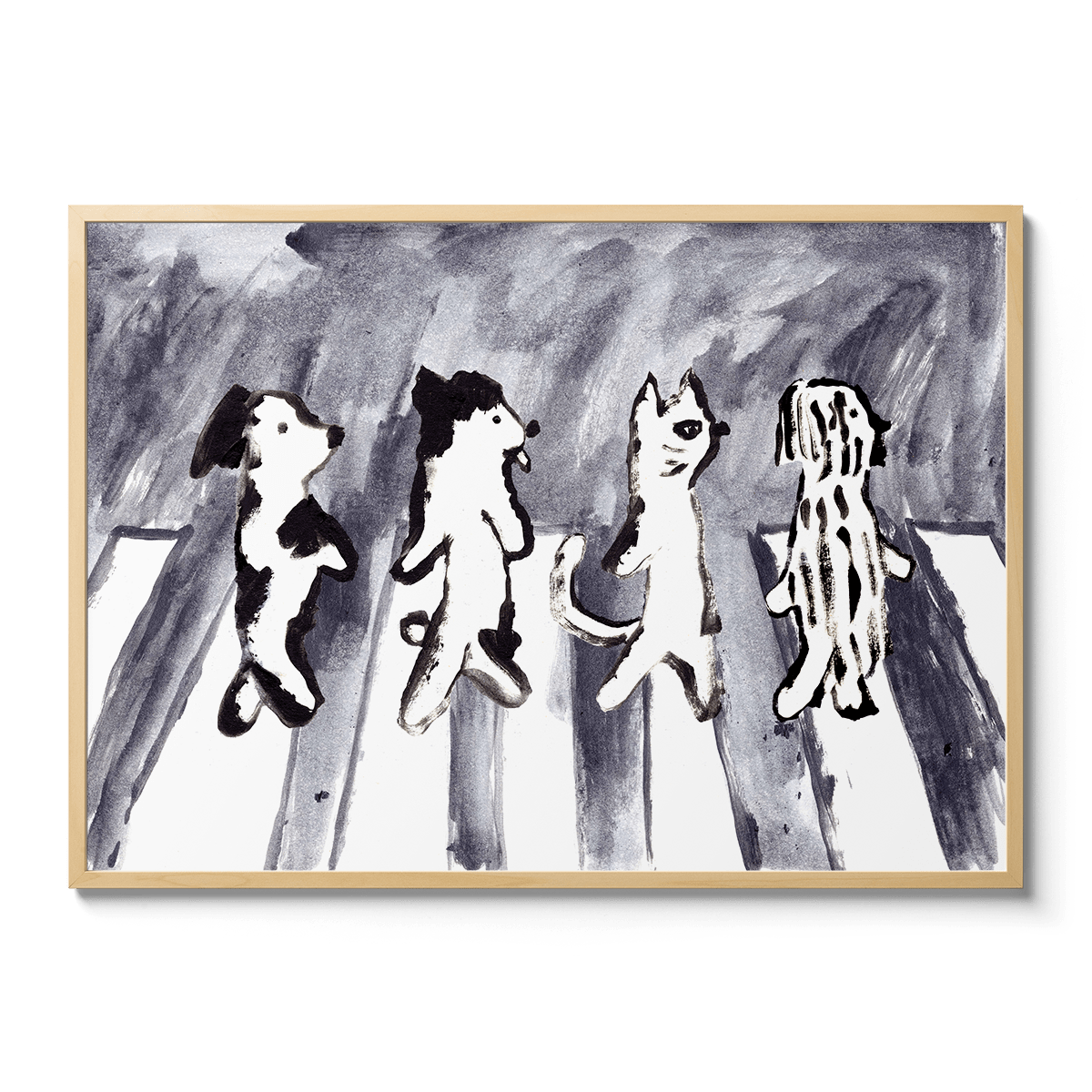 Room Fifty 23.4 x 33.1 (A1) (59.4 x 84.1cm) / Framed Prints Natural Cats and dogs on Abbey Road | Wei Hsuan Chen