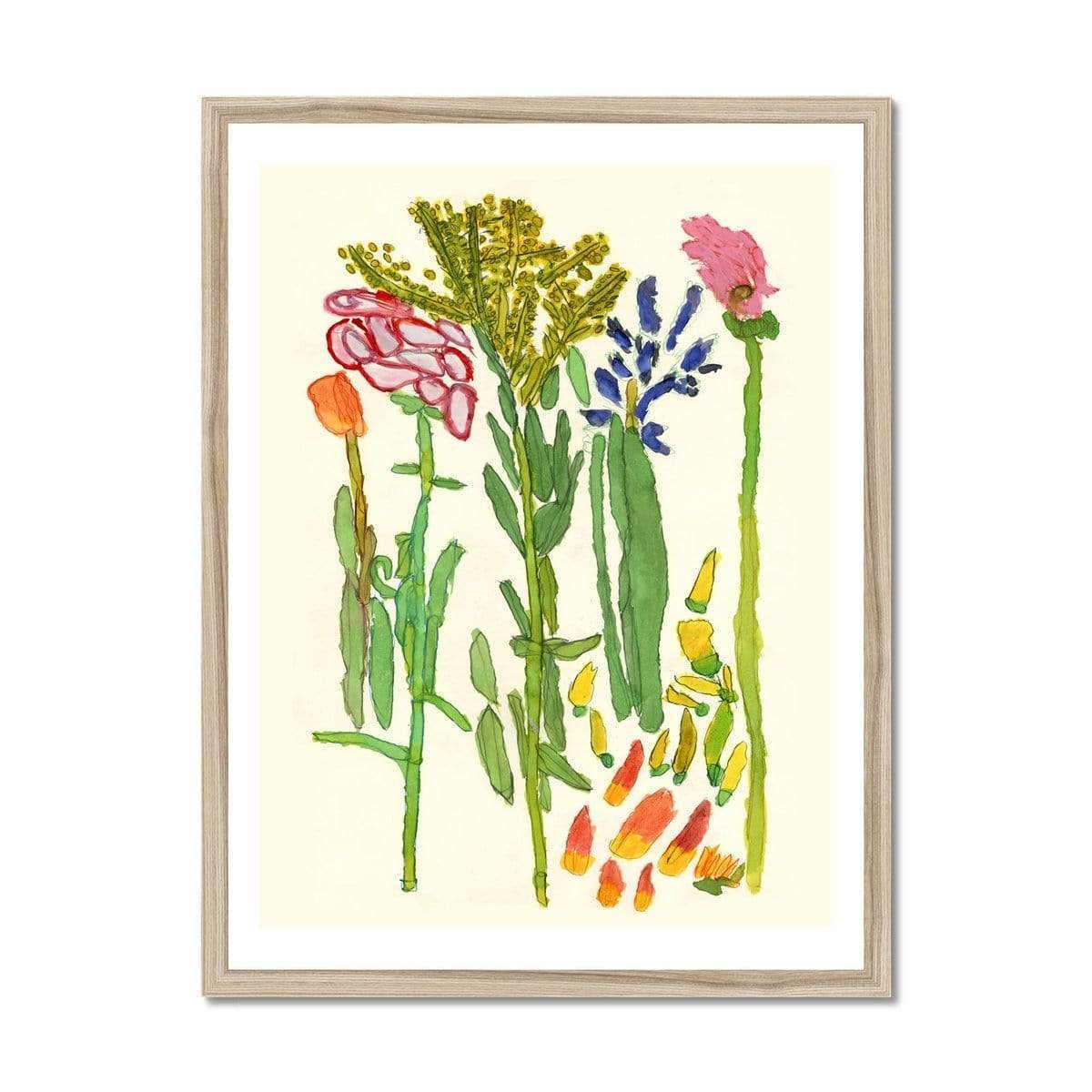 Prodigi Fine art 18"x24" / Natural Frame Christian Ovonlen | Roses and Forsythia Framed Print