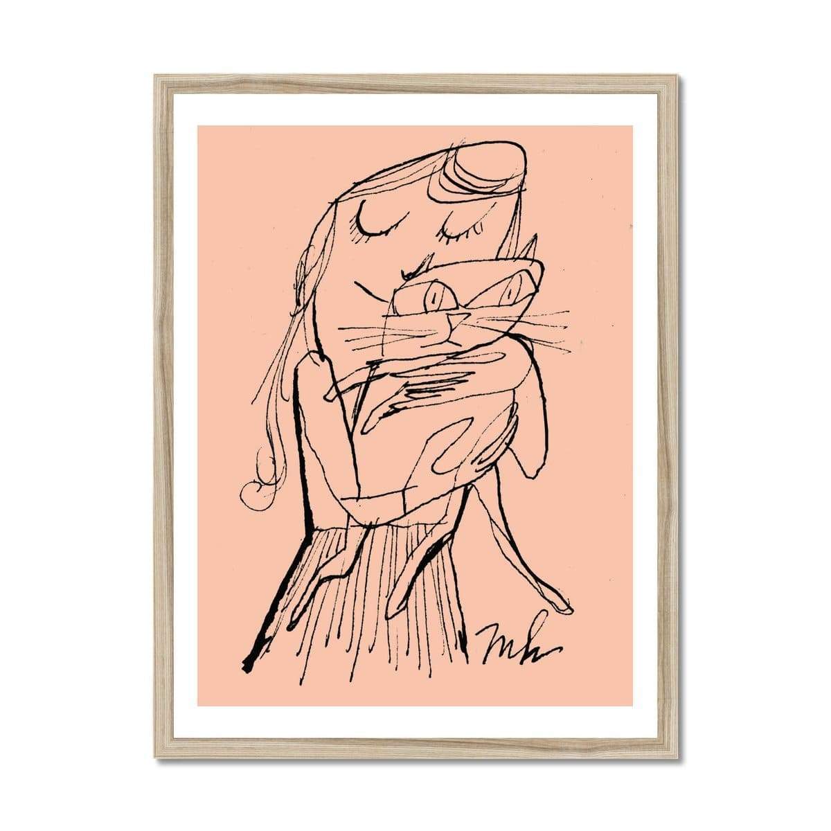 Prodigi Fine art 18"x24" / Natural Frame Marcellus Hall | Cat and Cat Lover