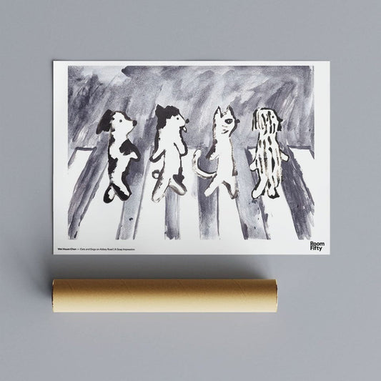 Captain Cyan Poster Cats and Dogs on Abbey Road | Wei Hsuan Chen | Poster