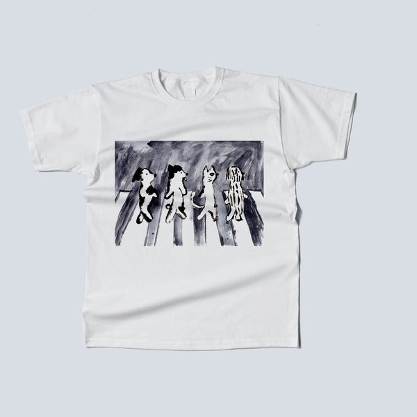 Captain Cyan T shirt Cats and dogs on Abbey Road | Wei Hsuan Chen | T-Shirt