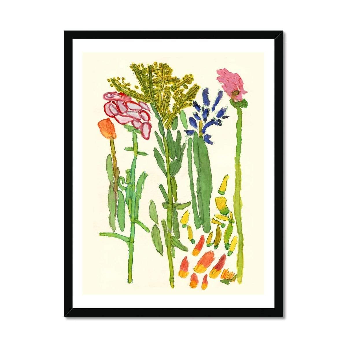 Prodigi Fine art 18"x24" / Black Frame Christian Ovonlen | Roses and Forsythia Framed Print