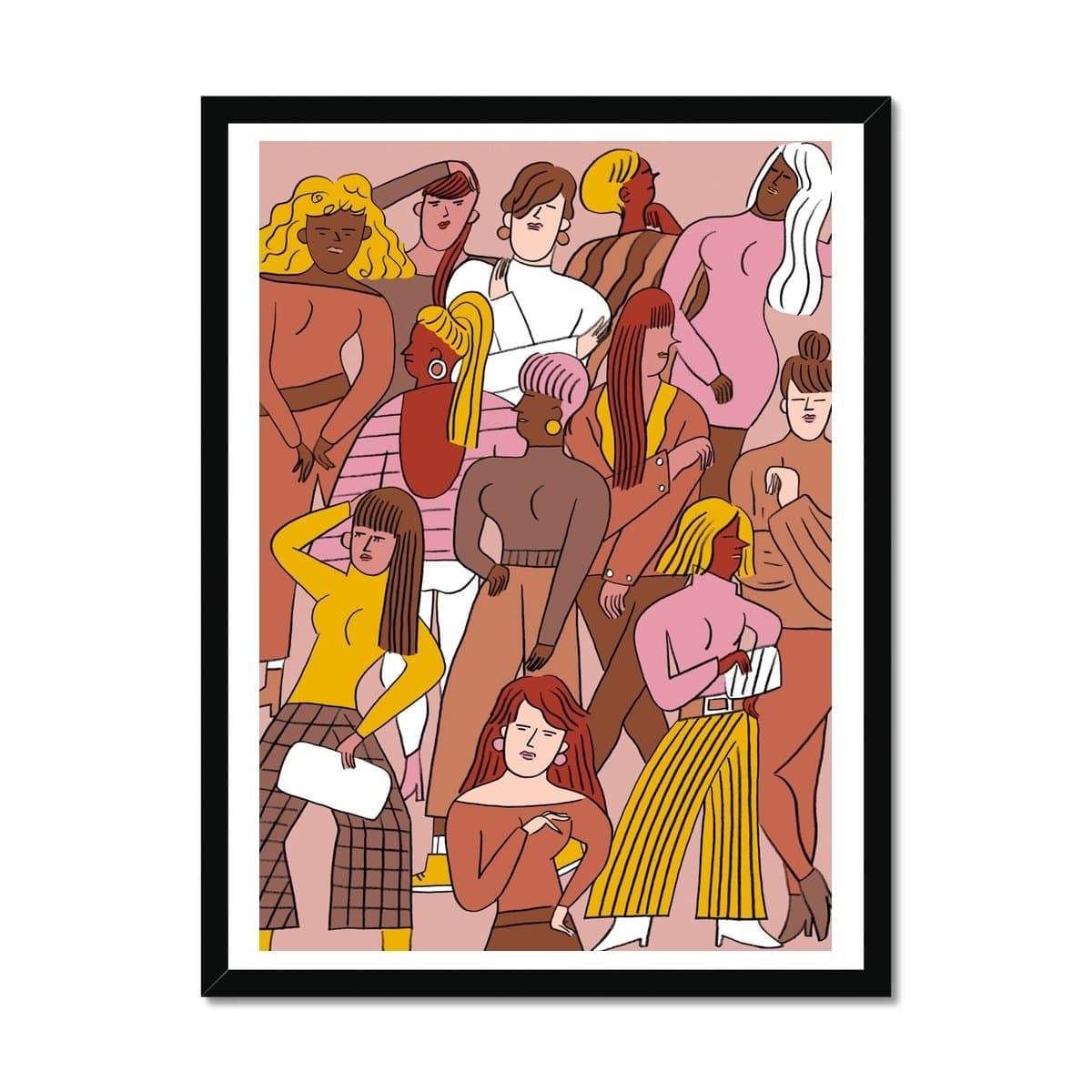 Prodigi Fine art 18"x24" / Black Frame Ji Hyun Yu | Women Waiting for the Toilet