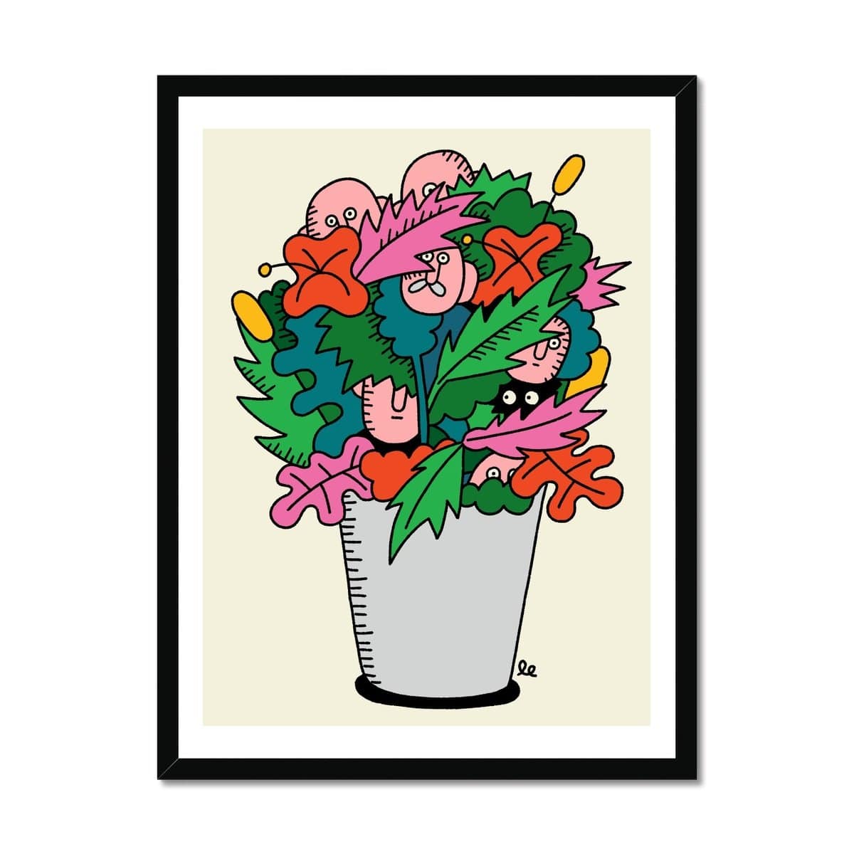 Prodigi Fine art 18"x24" / Black Frame Leon Edler | Flower Pot Men