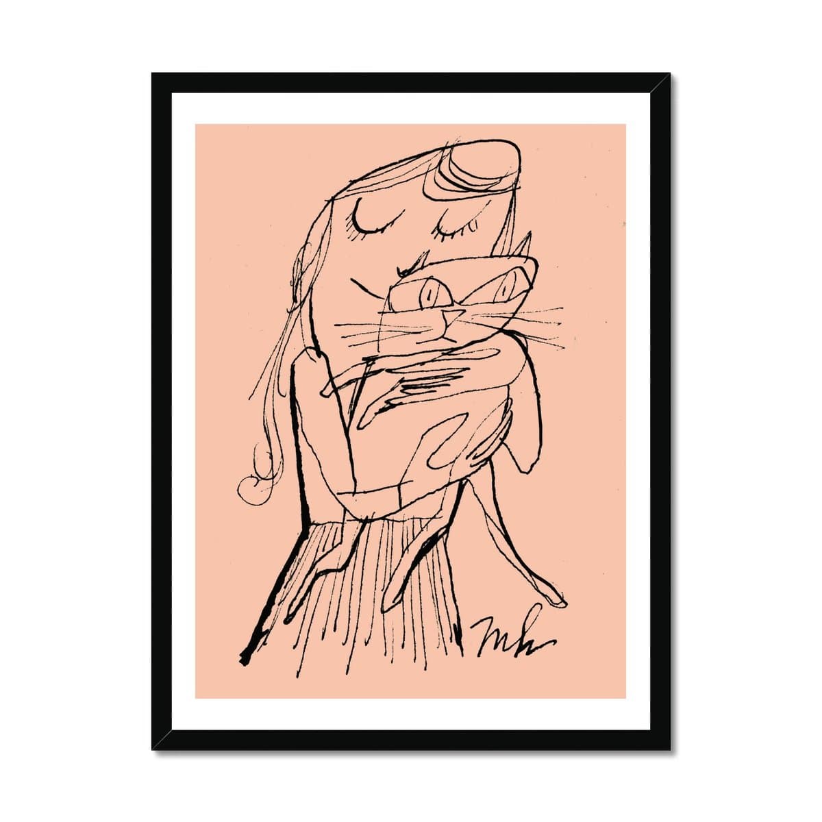 Prodigi Fine art 18"x24" / Black Frame Marcellus Hall | Cat and Cat Lover