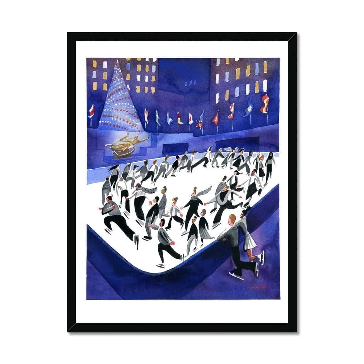 Prodigi Fine art 18"x24" / Black Frame Marcellus Hall | Ice Skating