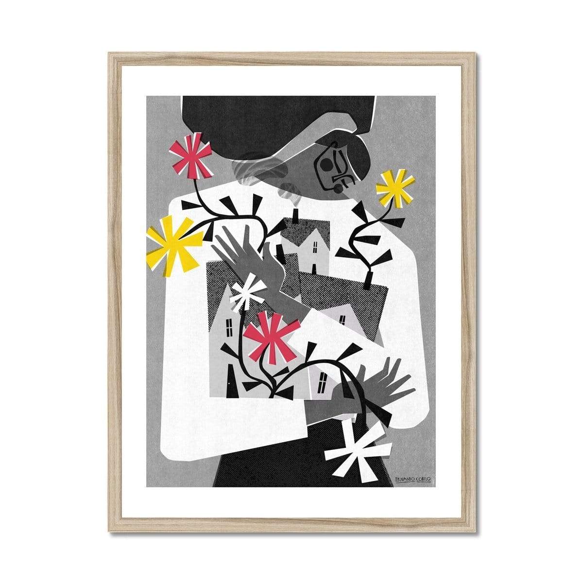 Prodigi Fine art 18"x24" / Natural Frame Fernando Cobelo | Love your neighborhood Framed Print