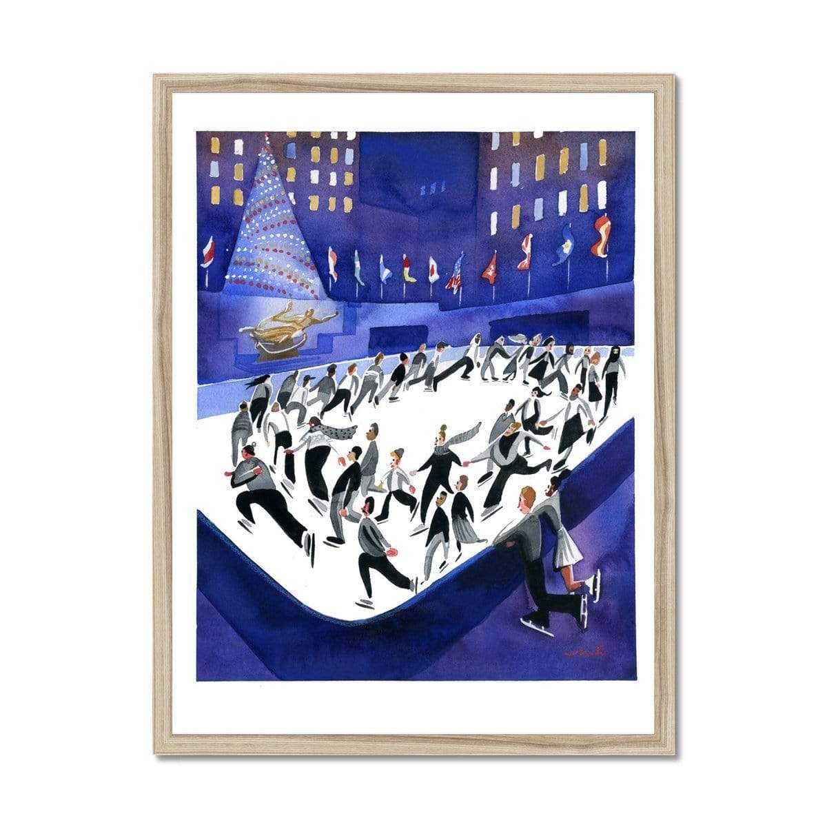 Prodigi Fine art 18"x24" / Natural Frame Marcellus Hall | Ice Skating