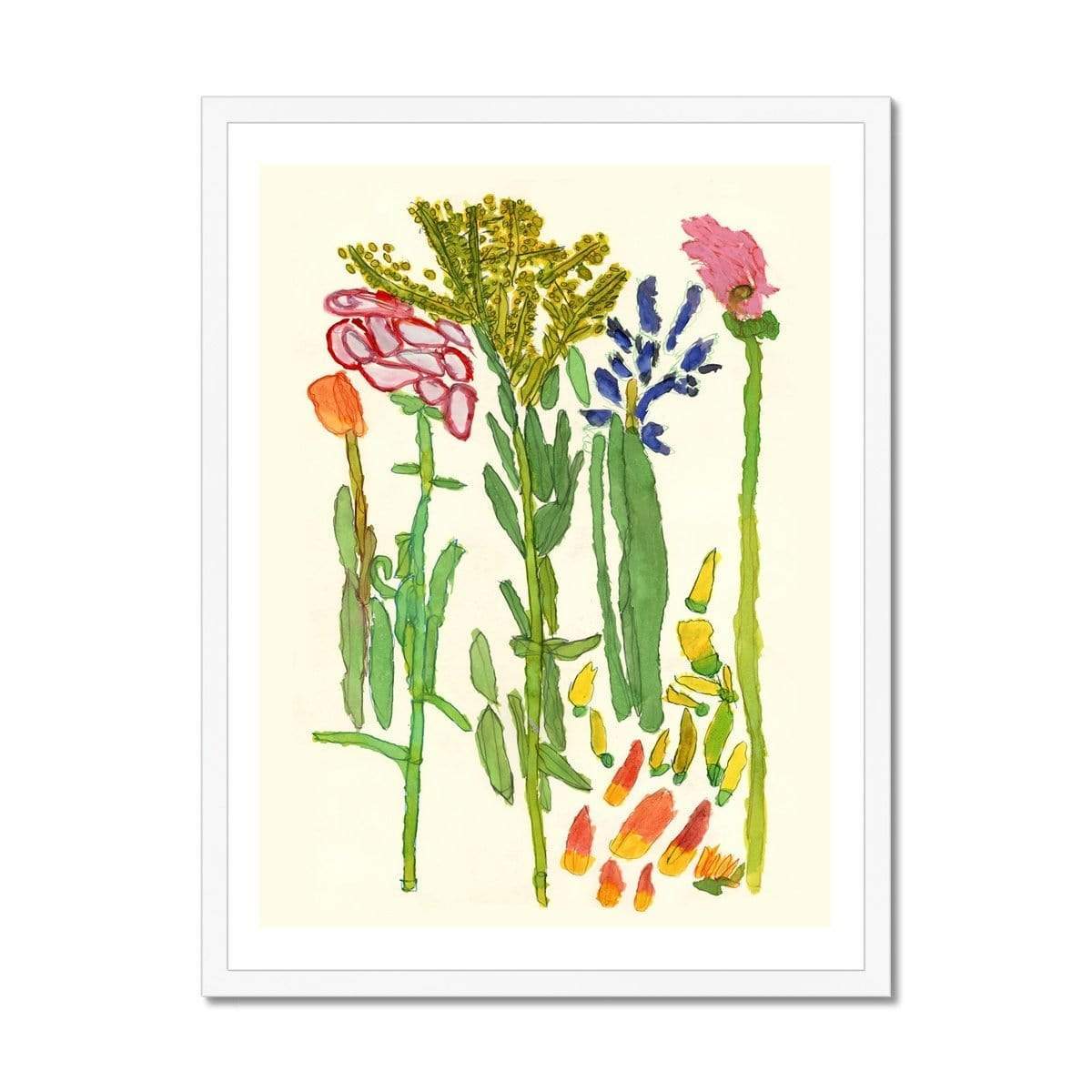 Prodigi Fine art 18"x24" / White Frame Christian Ovonlen | Roses and Forsythia Framed Print