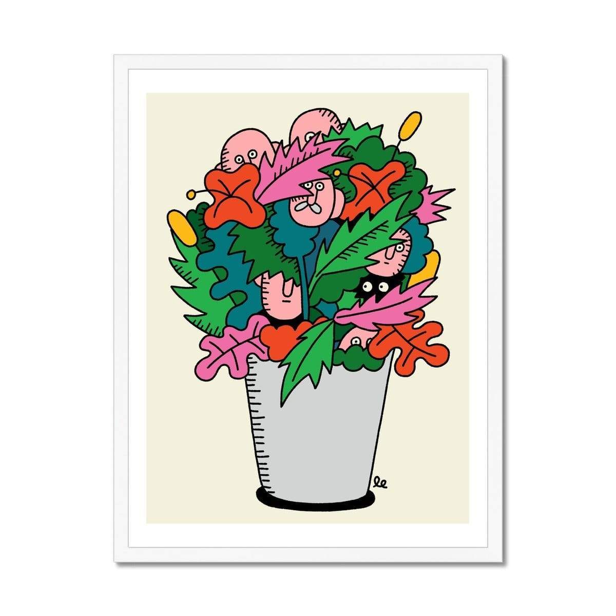 Prodigi Fine art 18"x24" / White Frame Leon Edler | Flower Pot Men
