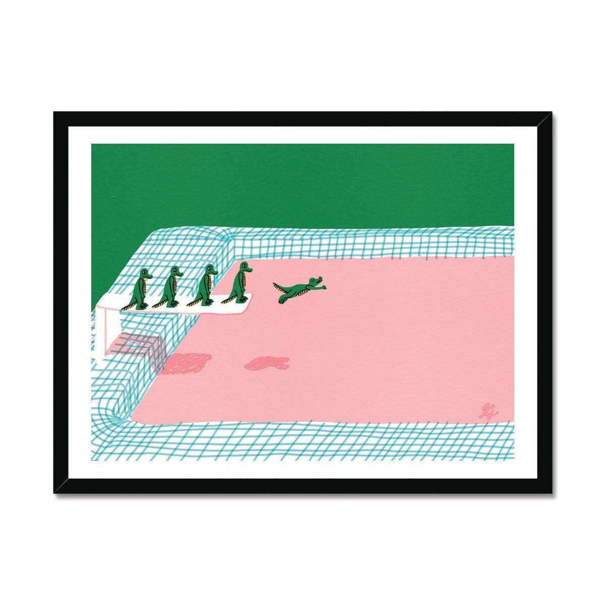 Prodigi Fine art 24"x18" / Black Frame Lorenzo Gritti | The Baby Alligators' Backyard Pool
