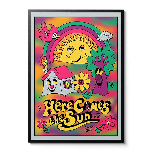 Room Fifty 23.4 x 33.1 (A1) (59.4 x 84.1cm) / Framed Prints Black Here Comes The Sun | Jango Jim