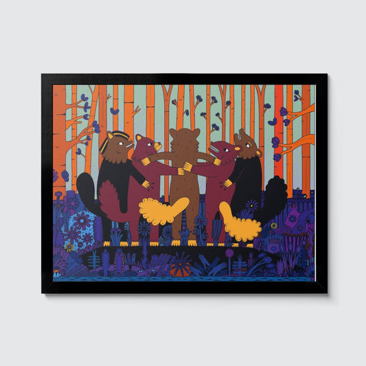 Room Fifty 12 x 16 (30 x 40cm) / Framed Prints black Saša Ostoja — Forest Family Friends