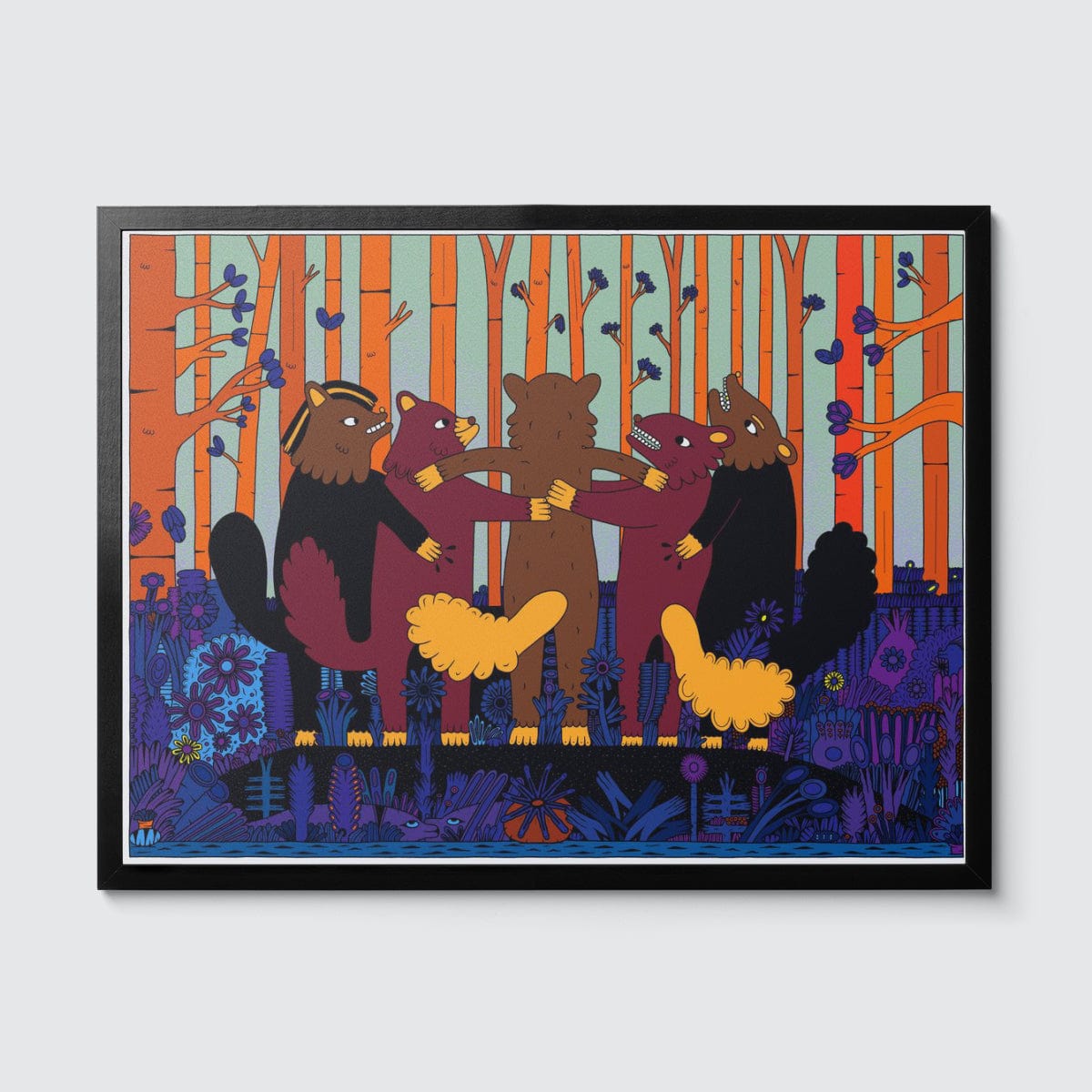 Room Fifty 18 x 24 (45 x 60cm) / Framed Prints black Saša Ostoja — Forest Family Friends