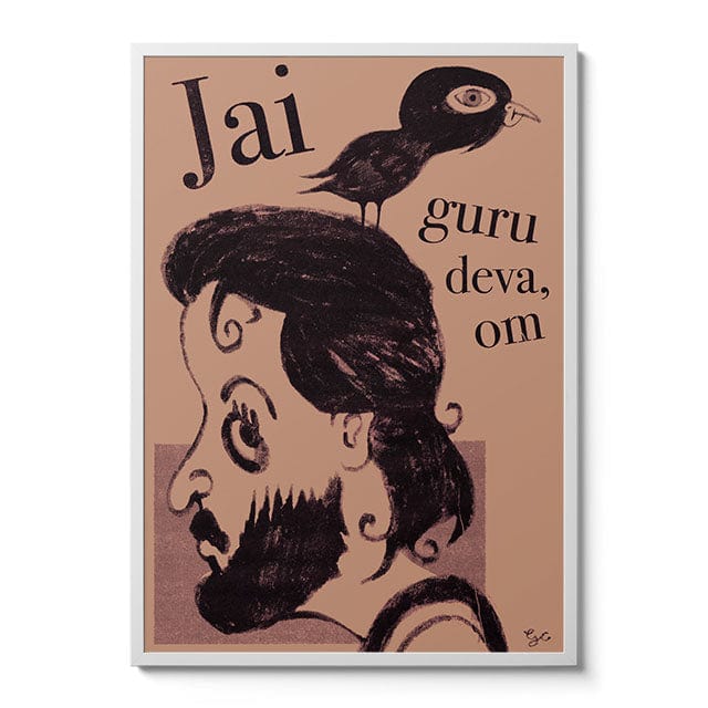 Room Fifty 23.4 x 33.1 (A1) (59.4 x 84.1cm) / Framed Prints White Jai guru deva, om | Gabriel Carr