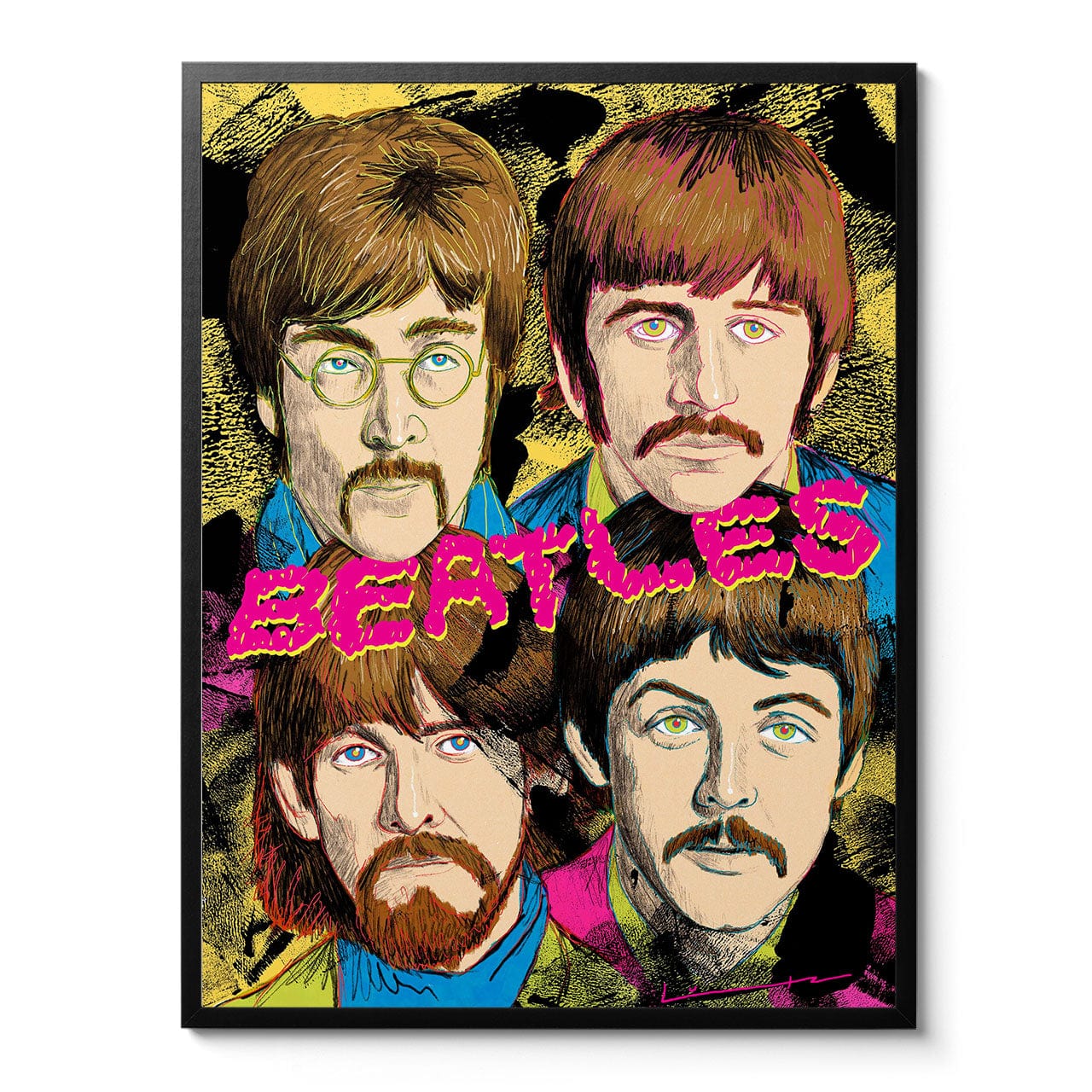 Room Fifty 24 x 32 (60 x 80cm) / Framed Prints Black BEATLES | Brian Lutz