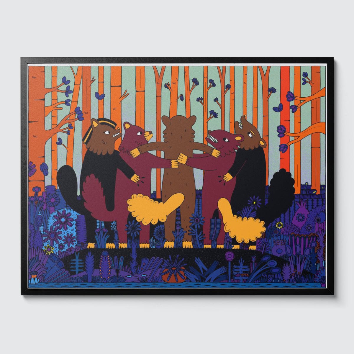 Room Fifty 24 x 32 (60 x 80cm) / Framed Prints black Saša Ostoja — Forest Family Friends