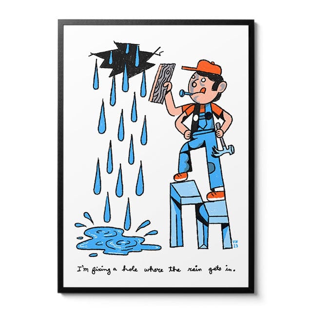 Room Fifty 23.4 x 33.1 (A1) (59.4 x 84.1cm) / Framed Prints Black Fixing a Hole | Vinnie Neuberg